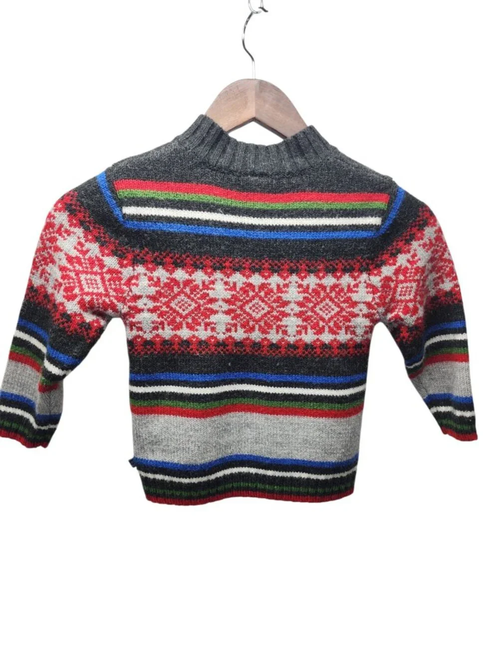 Old Navy Kids Knit Sweater Size 4T Fair Isle Nordic Christmas Pattern 1/4 Zip